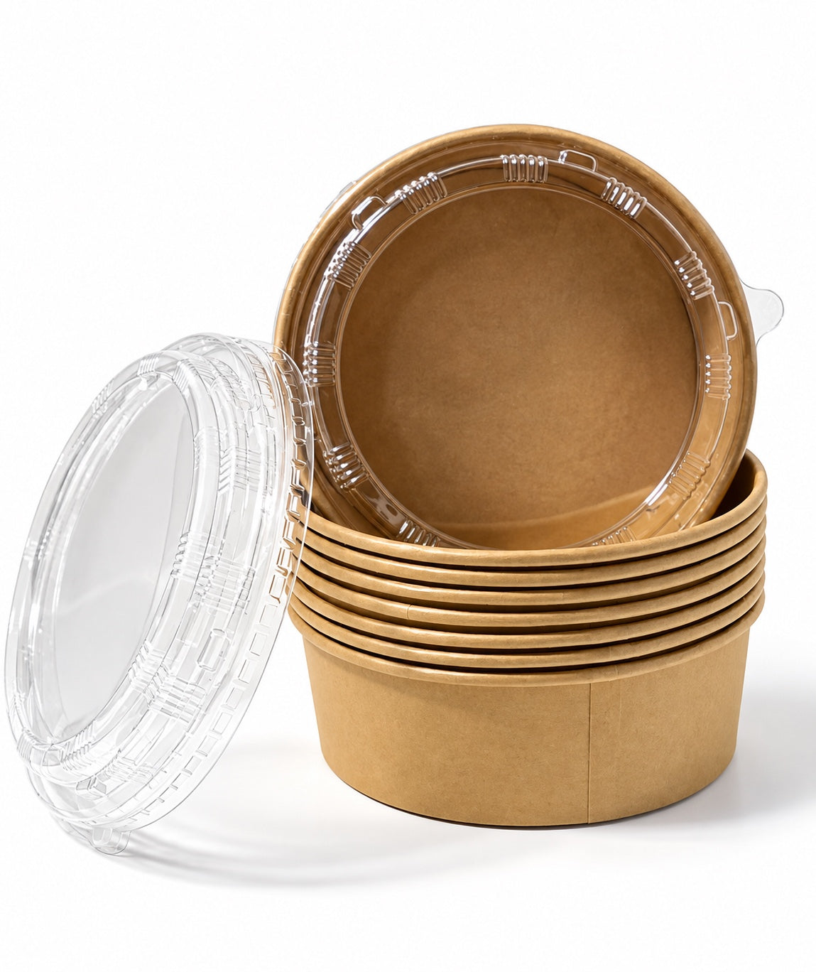Paper Food Bowls WIth Clear Lids - 500ml - 600pcs Per Box
