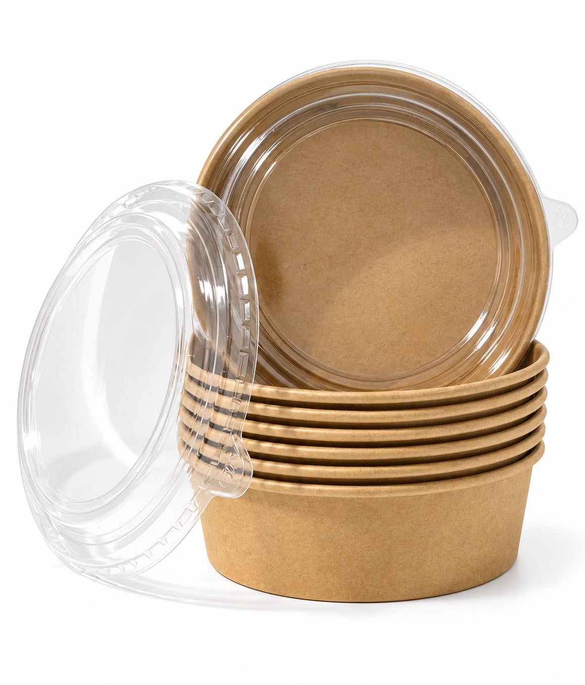 1000ml Paper Bowls - With Lids - 600pcs of Bowls and Lids per Box.