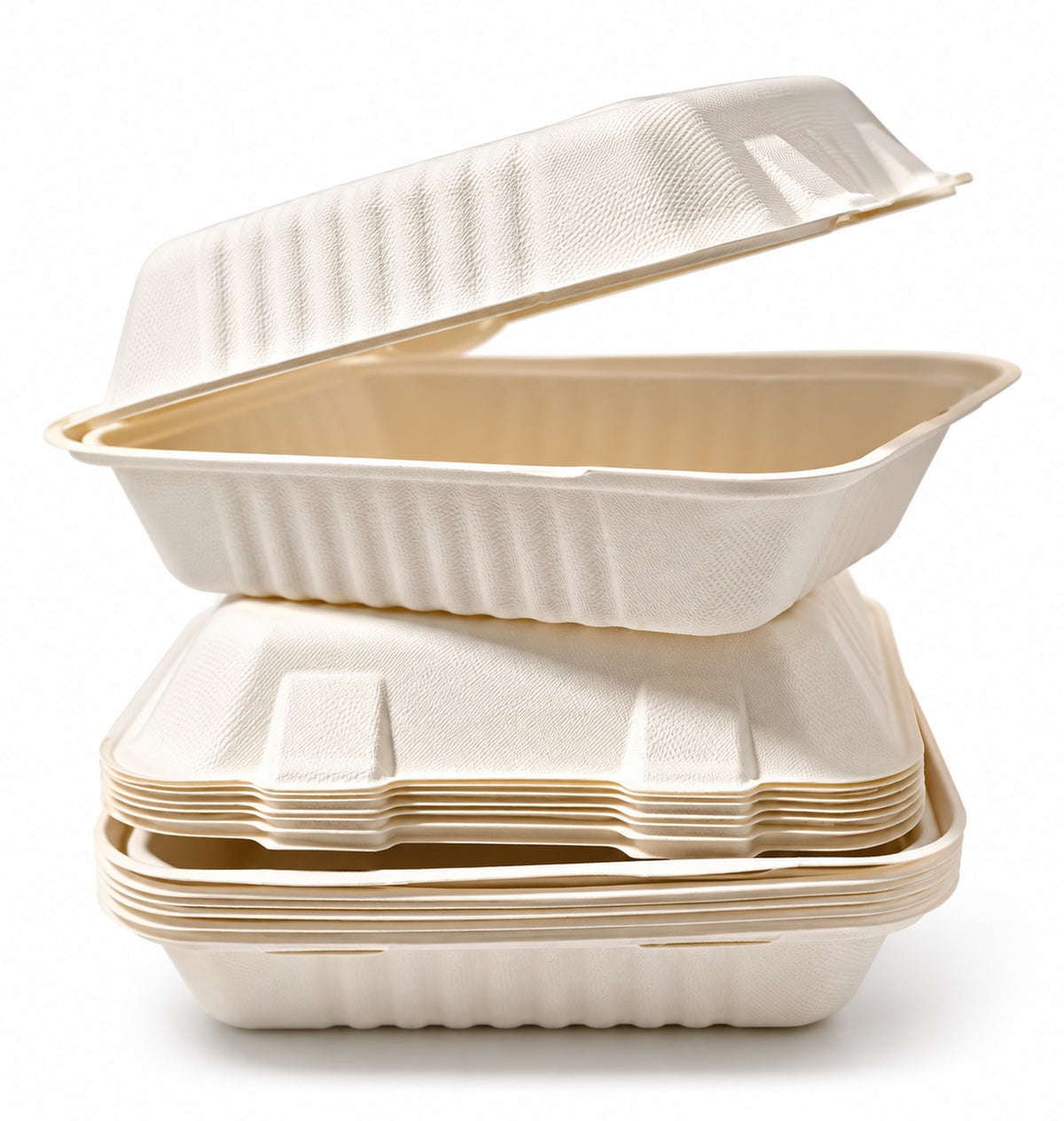 8" x 8" 100% Recyclable Food Containers - 200pcs in a Box.