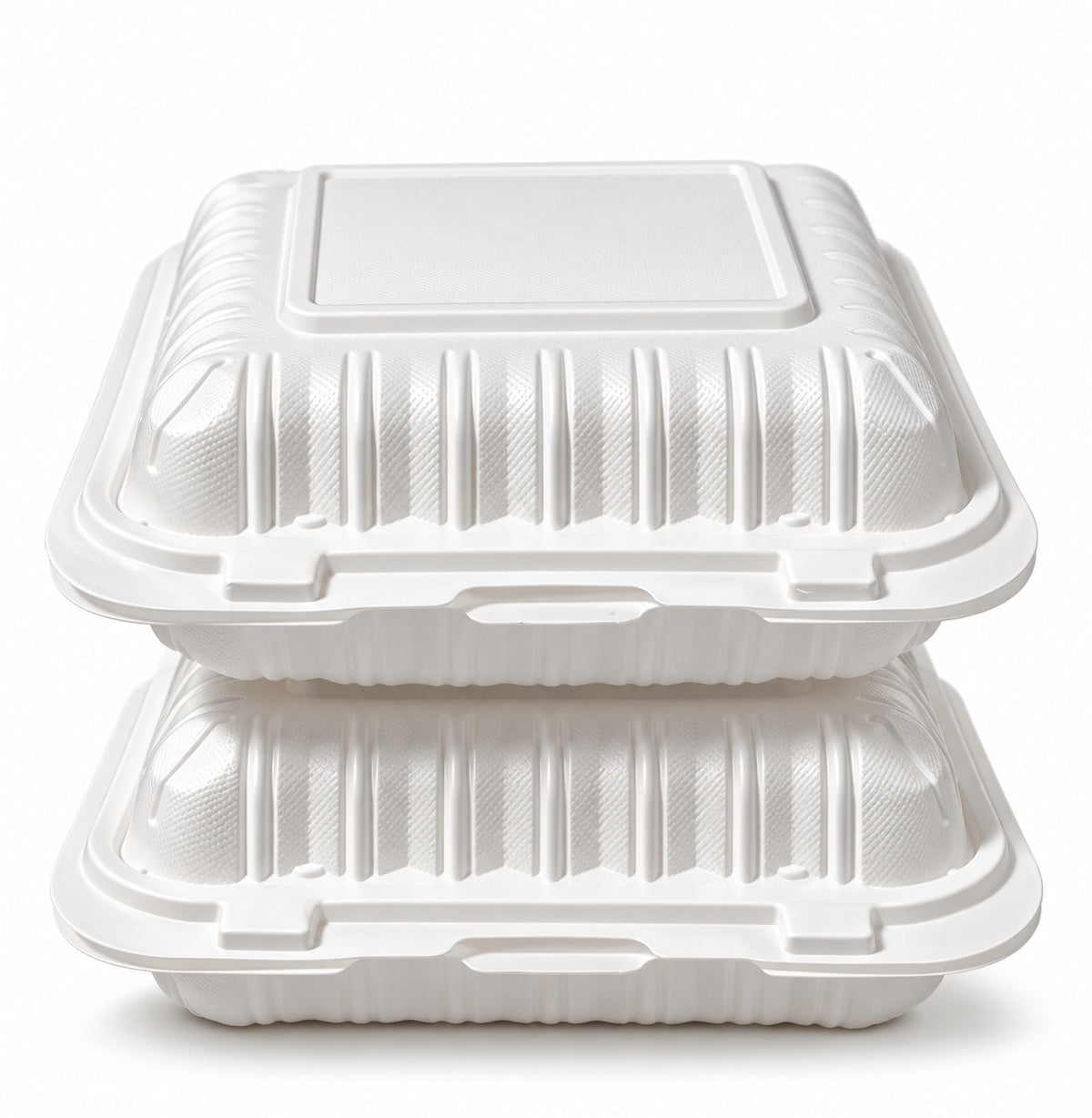 8" White Plastic Recyclable Food Container - 1000ml - 150pcs In a Box